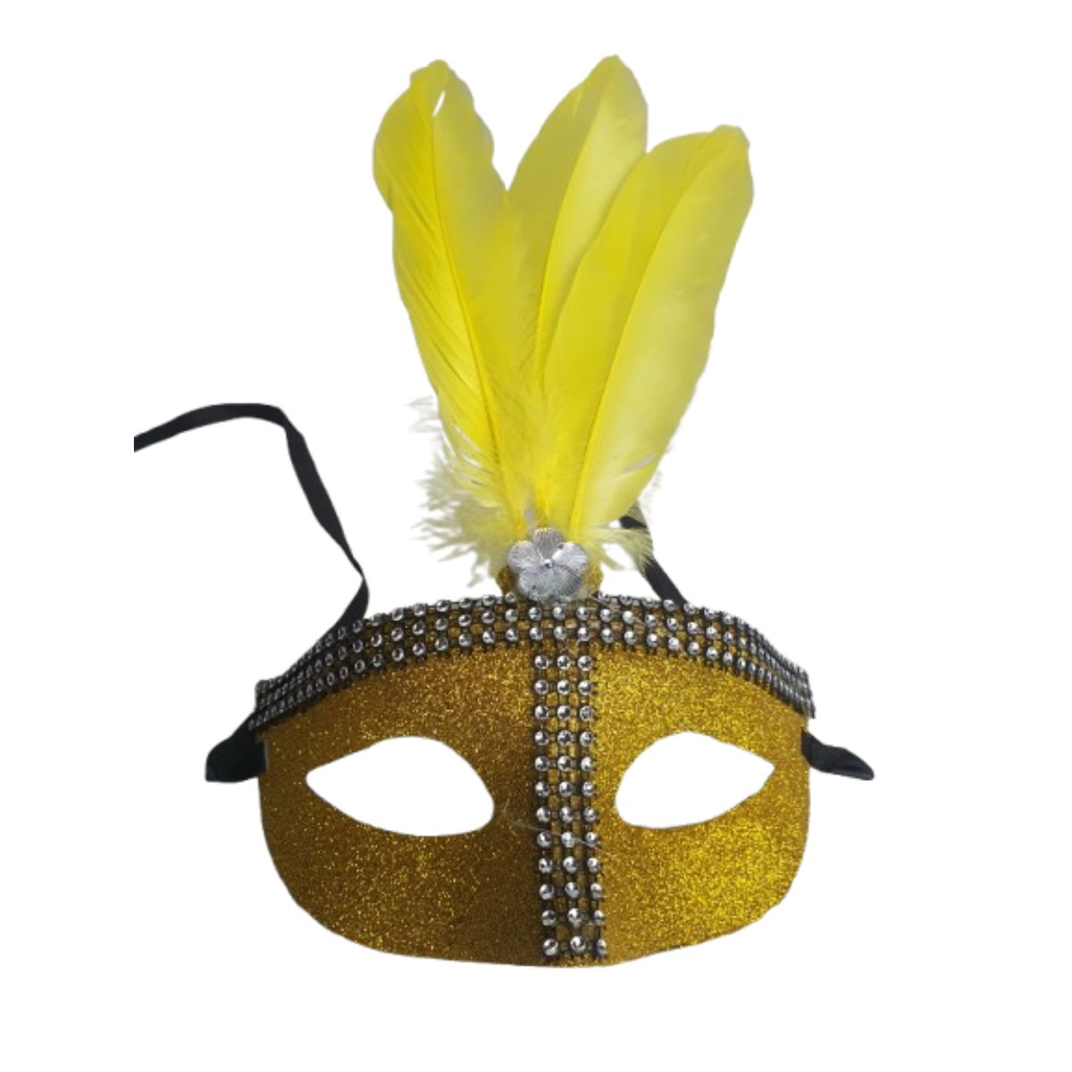 Máscara Fantasia Pena Glitter Festa Carnaval Amarelo Máscara Fantasia Pena Glitter Festa Carnaval Amarelo